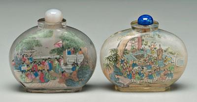 Two inside-painted glass snuff