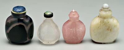 Four Chinese snuff bottles: one