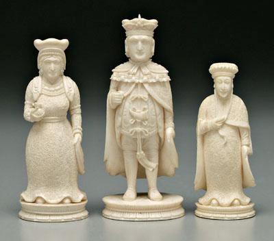 Three Chinese export chess pieces: