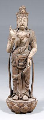 Chinese carved wood figure of Guanyin  9312d