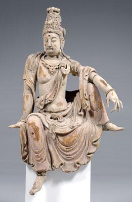 Chinese carved wood figure of Guanyin,