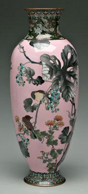 Japanese cloisonné vase, songbirds