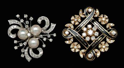 Two gold and diamond brooches  9313d