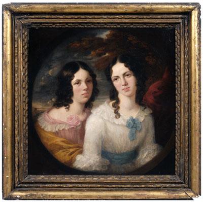 Fine American School portrait, two sisters