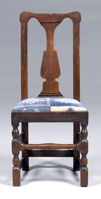 Early English oak side chair, vasiform