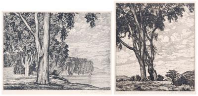 Pair Luigi Lucioni etchings (American,