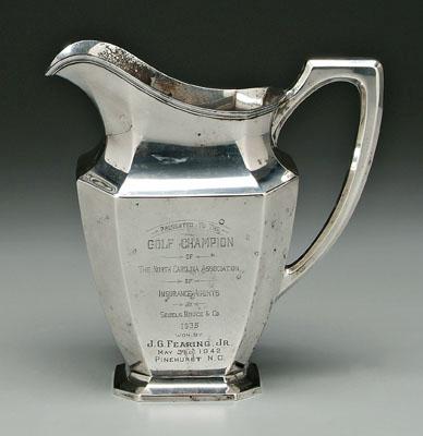 Sterling silver golf trophy, paneled