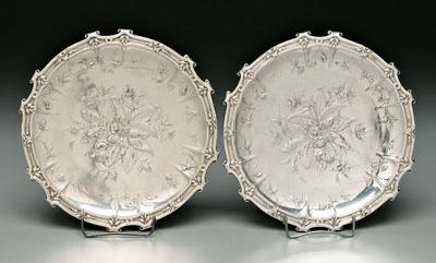 Pair sterling footed trays round 931a5