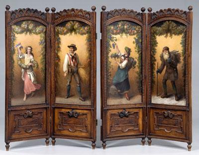 Victorian carved hand painted screen  931ab