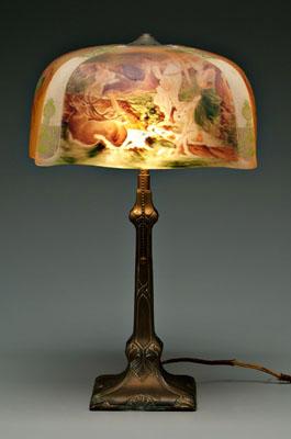 Reverse painted lamp, shade with