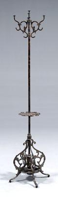 Victorian cast metal hall stand, hat,