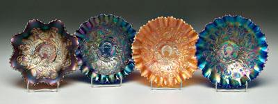 Four pieces carnival glass Good 931bf