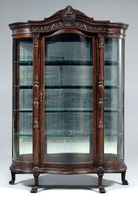 Carved oak curved glass vitrine  931c4