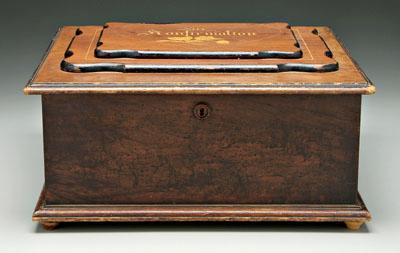 Polyphon music box, bookmatched walnut