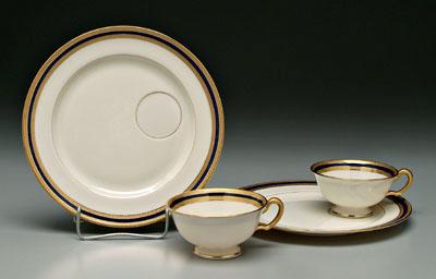 Tiffany cup and plate service: cobalt
