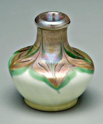 Tiffany glass bud vase, iridescent