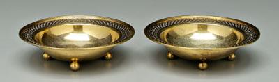Pair Tiffany gilt sterling dishes: