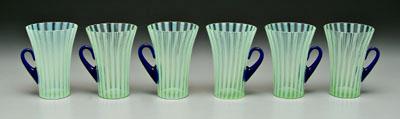 Six Fry art glass cups: opalescent with