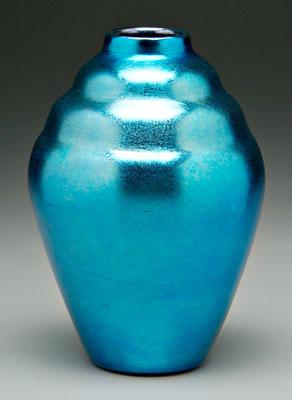 Durand cobalt blue art glass vase, beehive