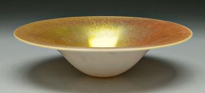 Art glass bowl, iridescent ivory