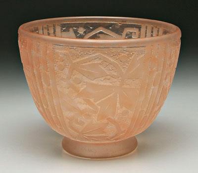 Daum vase, panels of geometric leaves