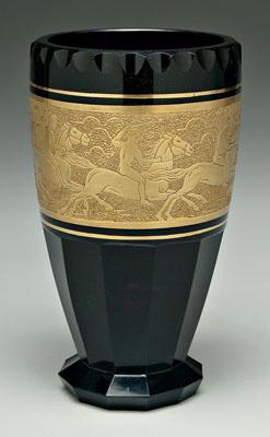 Dark amethyst glass vase, band