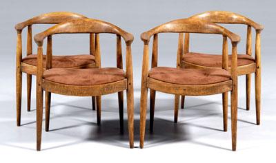 Set of four Hans Wegner armchairs: