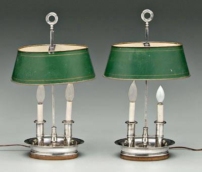 Pair silver plated bouillote lamps  9329e
