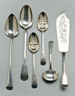 Six English silver serving pieces  932db