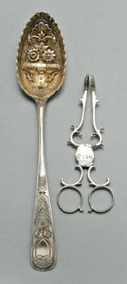 Two pieces English silver flatware: