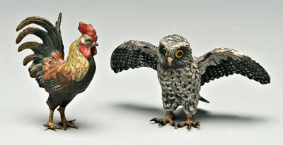 Miniature bronze owl rooster  932ee