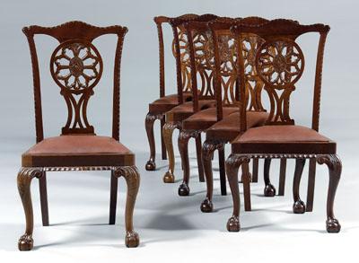 Set of six Chippendale style chairs: