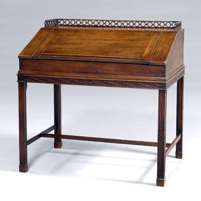 Chippendale mahogany desk on frame,