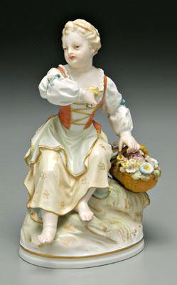 KPM figurine, seated woman with basket