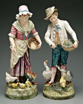 Pair ceramic figures: tin glazed