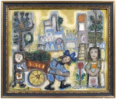 French folk art painting figures 93347