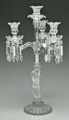 Baccarat candelabra, three scrolled