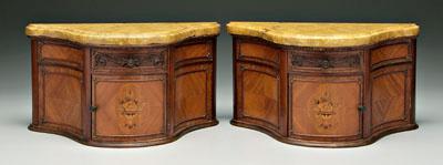 Pair marble top miniature cabinets: