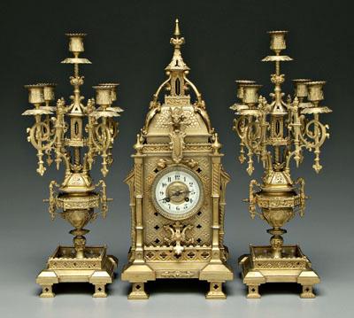 Gothic revival clock garniture  93371