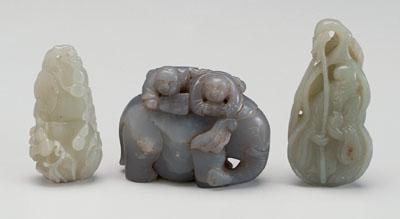 Three Chinese hardstone carvings: