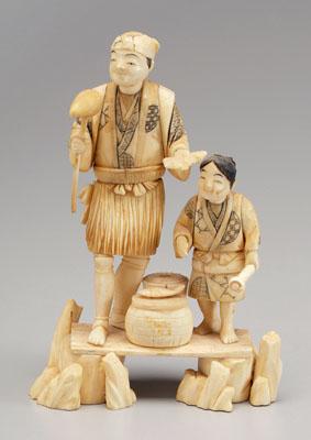 Japanese ivory okimono , figural group