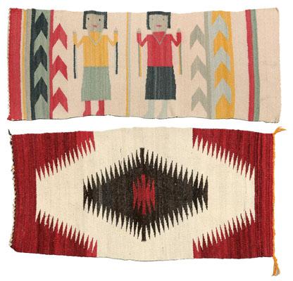 Two Navajo rugs one saddle blanket  92fe1
