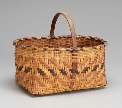 Cherokee river cane basket, dyed