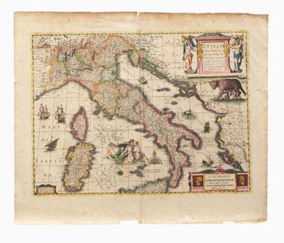 Henry Hondius map of Italy 1639  9301c