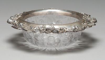 Tiffany cut glass, sterling bowl,
