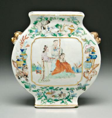 Chinese famille rose vase flattened 9304b