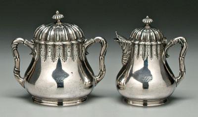 Charleston coin silver creamer, sugar: