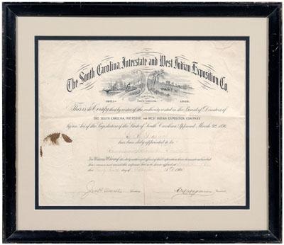 Charleston Exposition certificate,