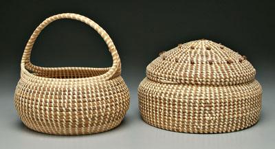 Two sweet grass coil built baskets  930b5