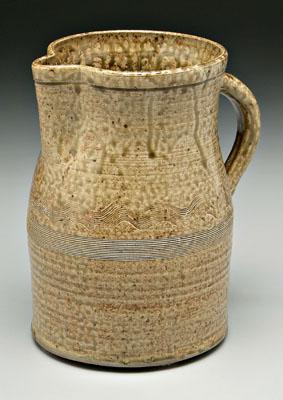 Stoneware pitcher, modified cylindrical